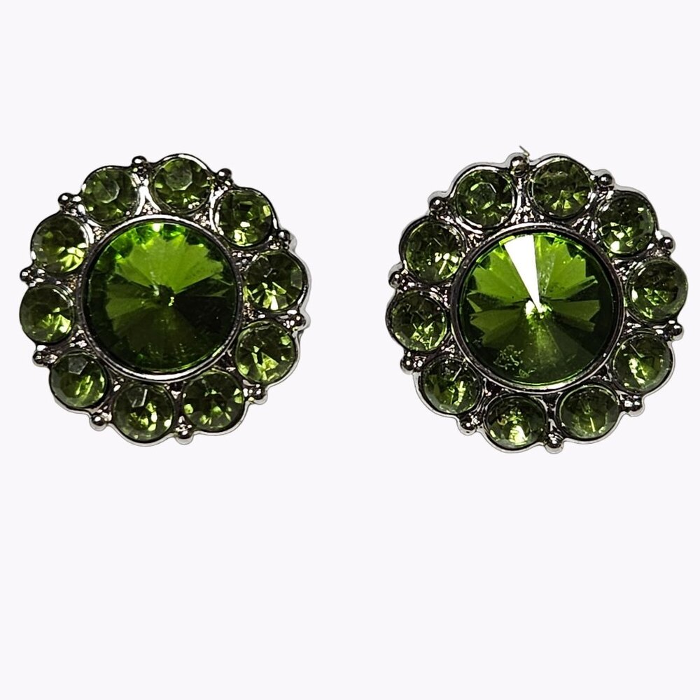 Retro Green Crystal Flower Earrings Boho Chic Elegant Fashion Jewelry Women